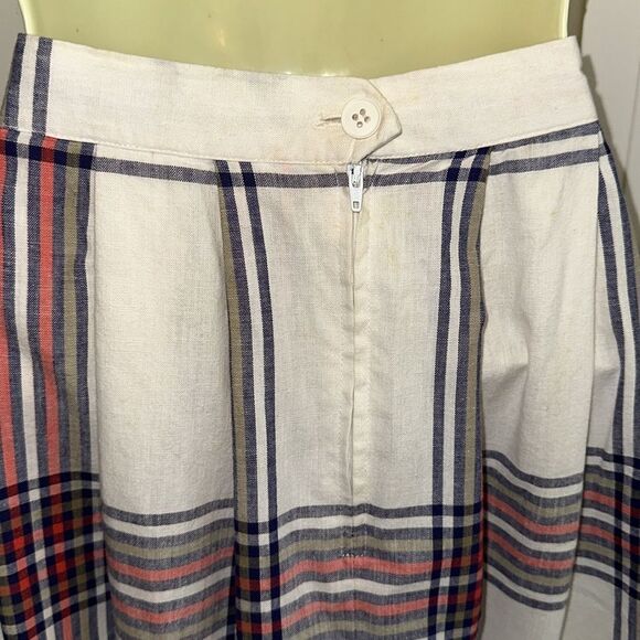 Vintage 70s/80s Counterparts Plaid White, Navy Blue, Red & Tan Plaid Full Skirt - Picture 6 of 12